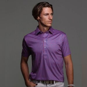 Collars & Co Dress Collar Polo Shirt In Red And  Blue Gingham Size Small Nwot